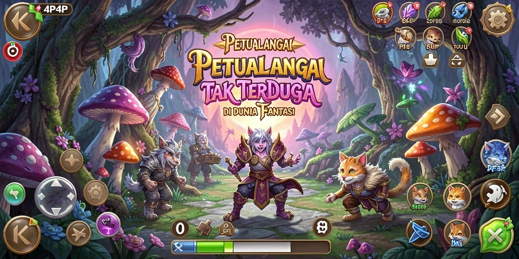 Gameplay menarik di dunia petualangan 4P4P yang penuh warna.