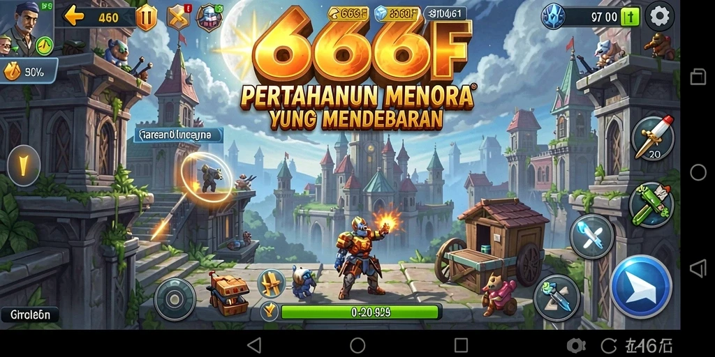 Gameplay menawan dalam 666F dengan pertahanan menara yang dinamis.