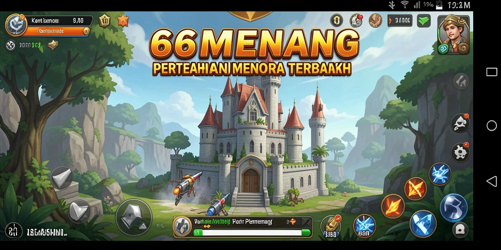 Gameplay seru dalam 66MENANG, pertahanan menara yang menantang.