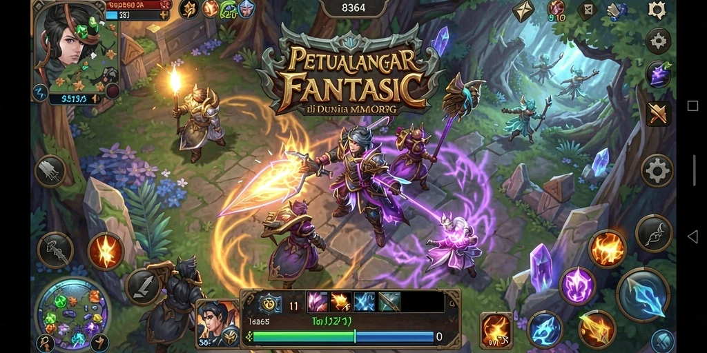 Tangkapan layar utama 8364 menampilkan aksi gameplay MMORPG yang mendebarkan.