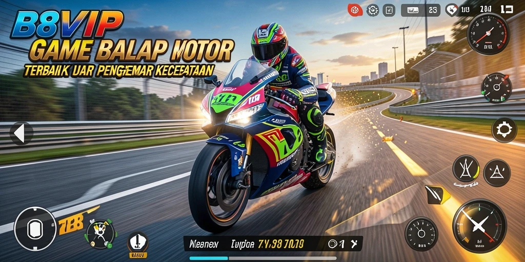 Gameplay mendebarkan B8VIP dengan balapan motor yang menantang.