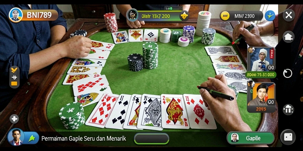 Tampilan gameplay BNI789 yang seru dan menarik saat bermain Gaple.