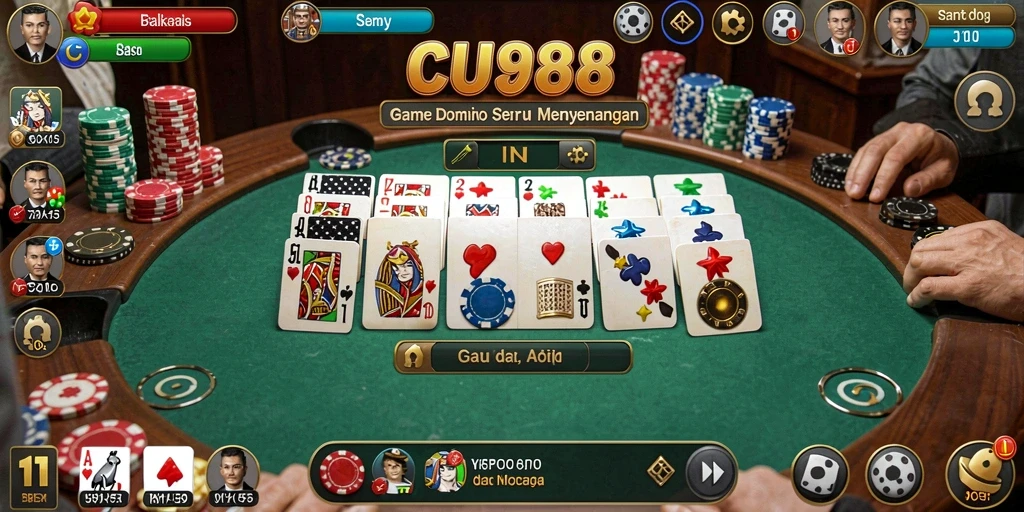 Tampilan gameplay seru dalam CU888 game Domino.
