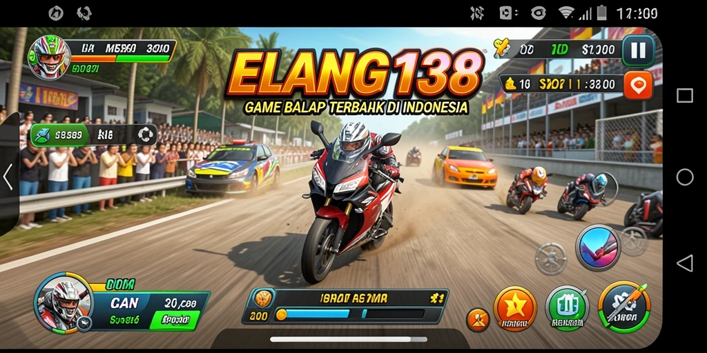 Screenshot gameplay ELANG138 dengan aksi balap yang mendebarkan.