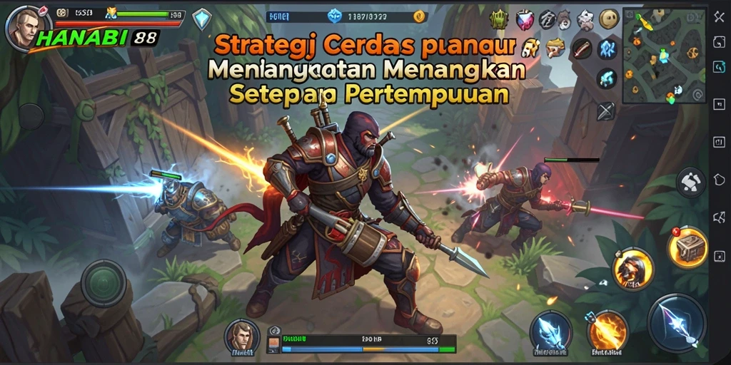 Tangkapan layar menunjukkan pertempuran strategis dalam HANABI88 yang mendebarkan.