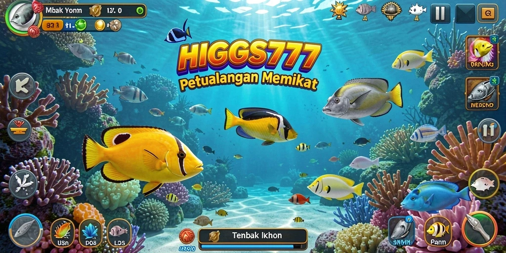 Tampilan aksi menembak ikan di HIGGS777 dengan grafis menarik.