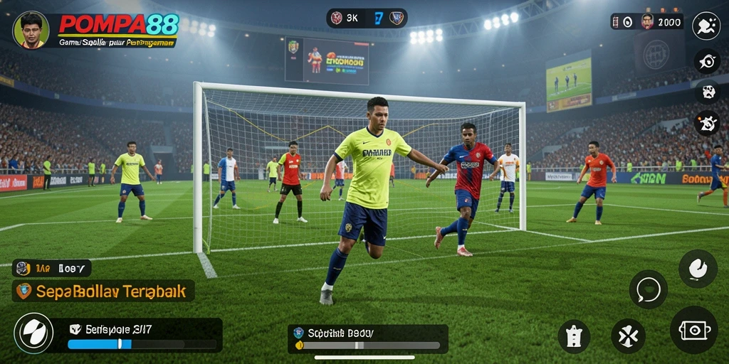 Screenshot gameplay POMPA88 yang menampilkan aksi sepak bola menyenangkan.