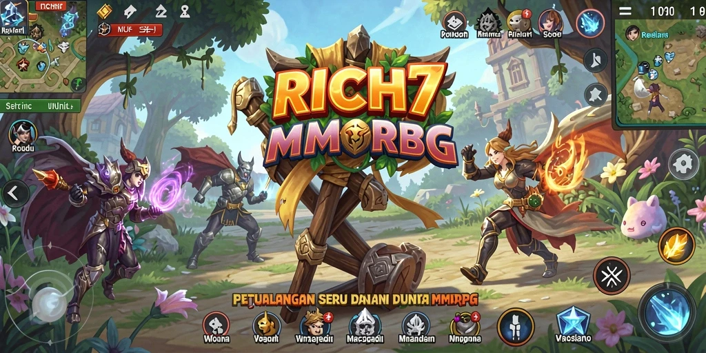 Tampilan gameplay <strong>RICH7</strong> yang epik di dunia MMORPG.