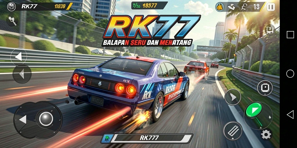 Gameplay balapan seru di RK77 dengan grafik menakjubkan.