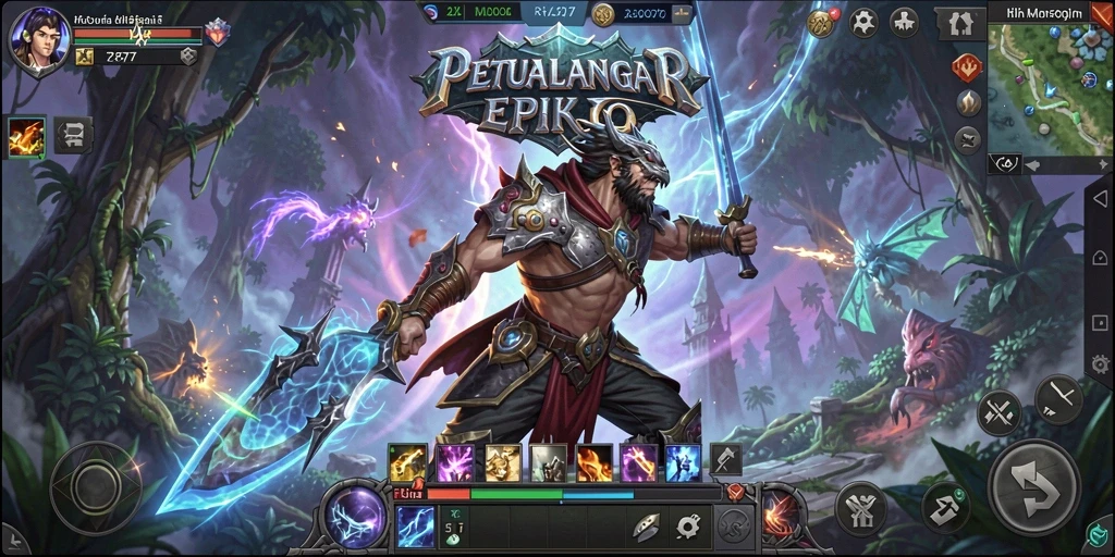 Screenshot RP6677 menampilkan aksi pertempuran epik di dunia MMORPG.