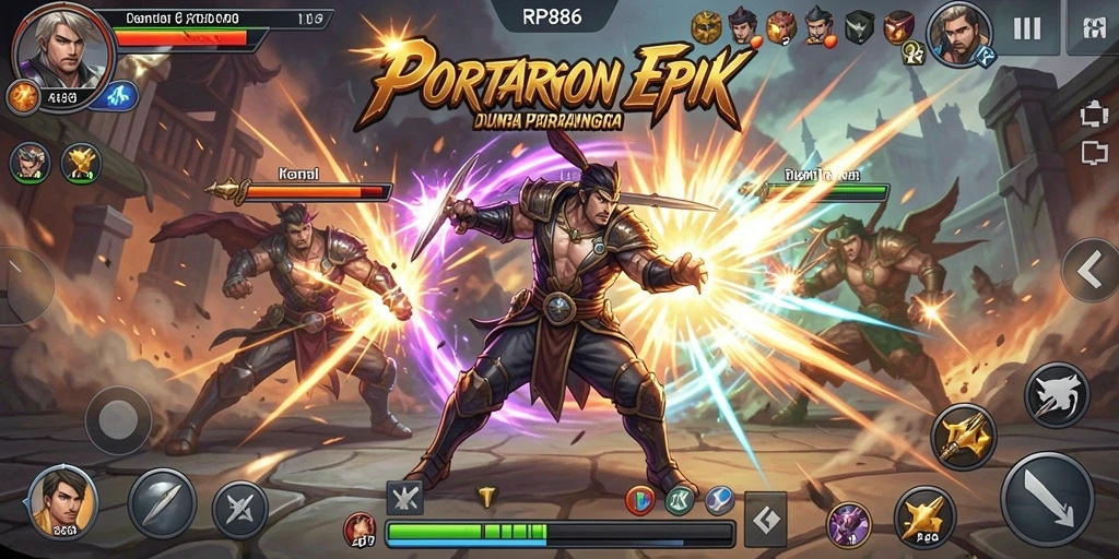 Tampilan gameplay pertarungan seru di RP886.