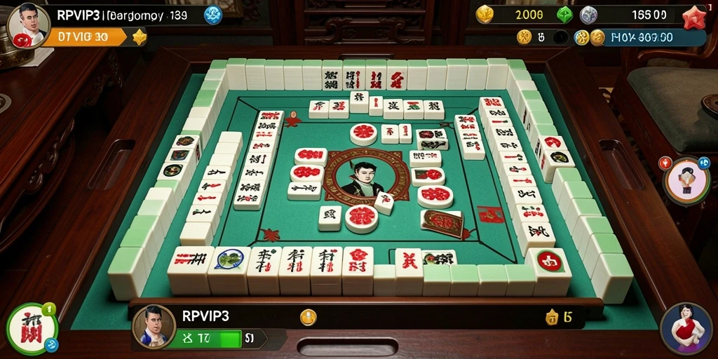 Screenshot RPVIP3 menampilkan suasana permainan Mahjong yang seru dan menantang.