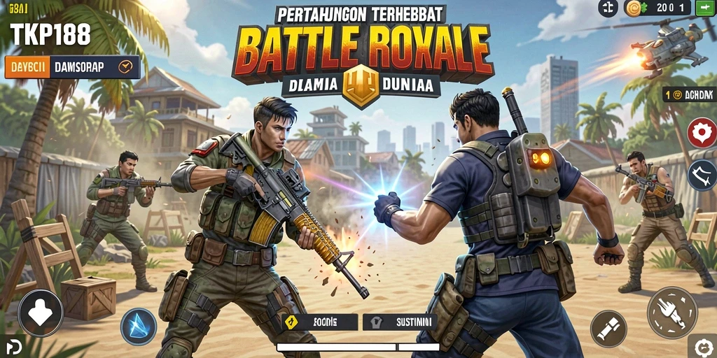 Tampilan aksi mendebarkan dalam gameplay Battle Royale TKP188.
