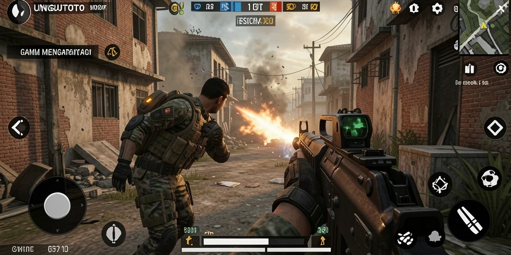 Menampilkan aksi menegangkan dari permainan FPS UNGUTOTO.