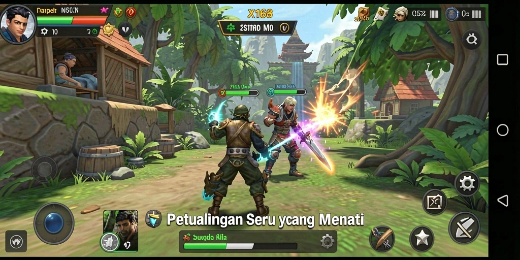 Tampilan gameplay seru dalam petualangan X168 dengan grafik yang memukau.