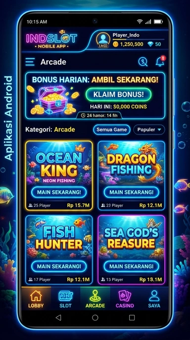 Tampilan awal aplikasi indslot yang memudahkan navigasi.